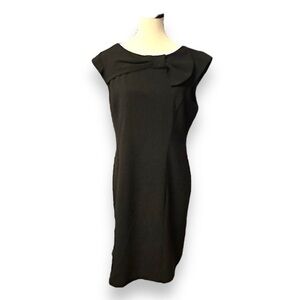 Sandra Darren Little Black Dress with Offset Bow Neckline